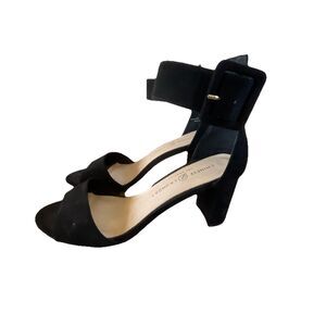 Velour Chinese Laundry Open Toe Block Heel Black Strap Sandals Size 8.5